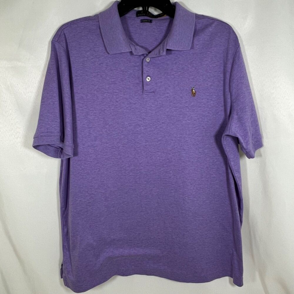 Polo Ralph Lauren Men’s Classic Fit Heathered Purple Jersey Polo Shirt - Size L